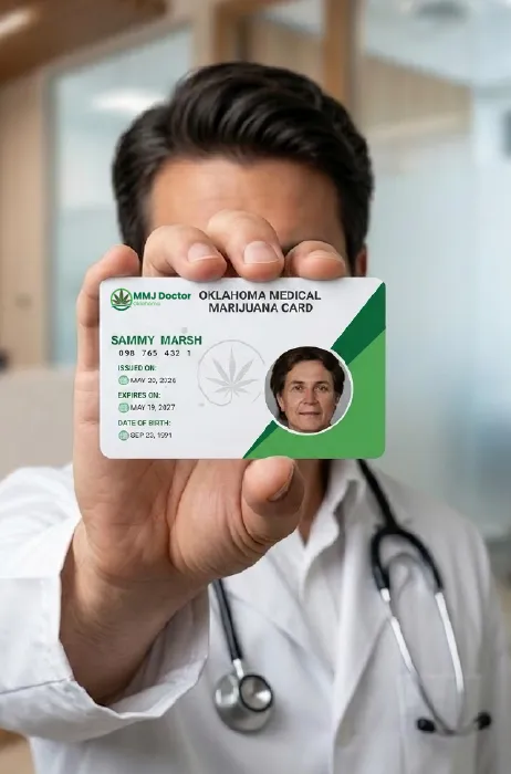 Patient purchasing cannabis products at a licensed Oklahoma dispensary